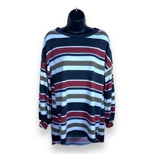 SMALL VAIMOR STRIPED LONG SLEEVE TOP STRETCH CASUAL